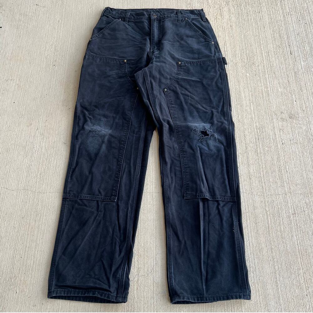 Carhartt B136 BLK black double knee work wear carpenter pants